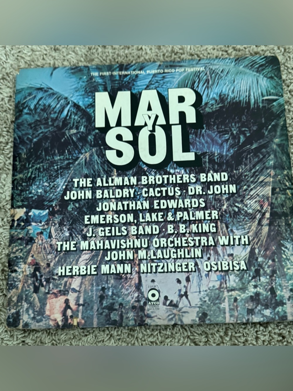 1972 Mar y Sol Festival Vinyl Record Cover - Blue/Teal